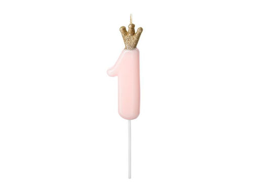 Picture of CANDLE CROWN PINK NUMBER 1